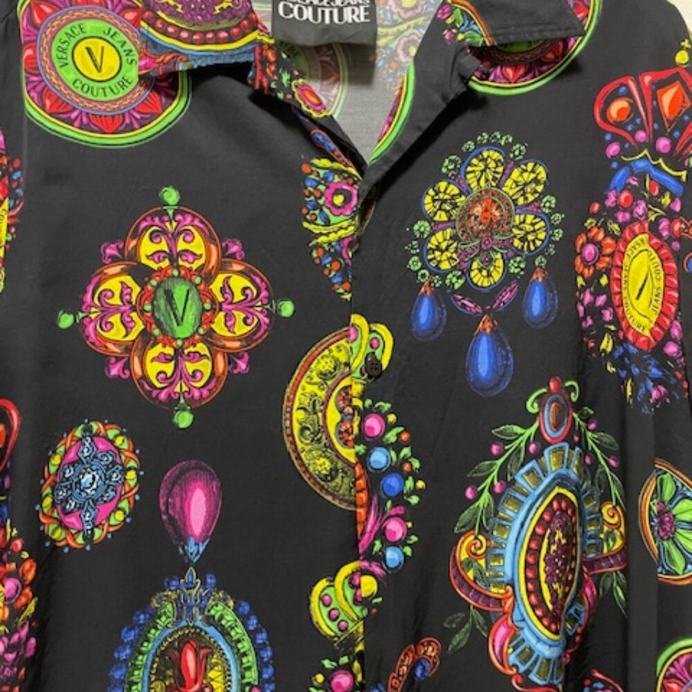 Men Name Bran Versace Couture Size Large Shirt Multi Color